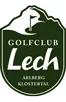 Logo des Golfclubs Lech mit Bergsilhouette und Flagge
